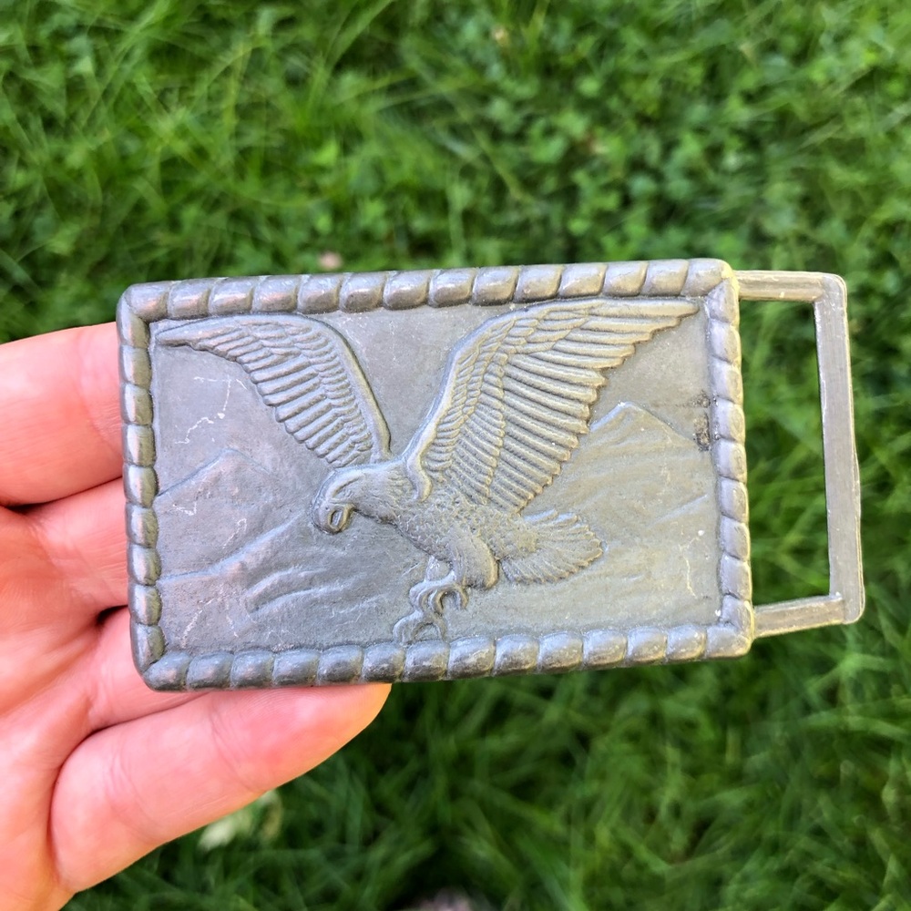 Decorative Eagle Belt Buckle - Gray Metal Finish